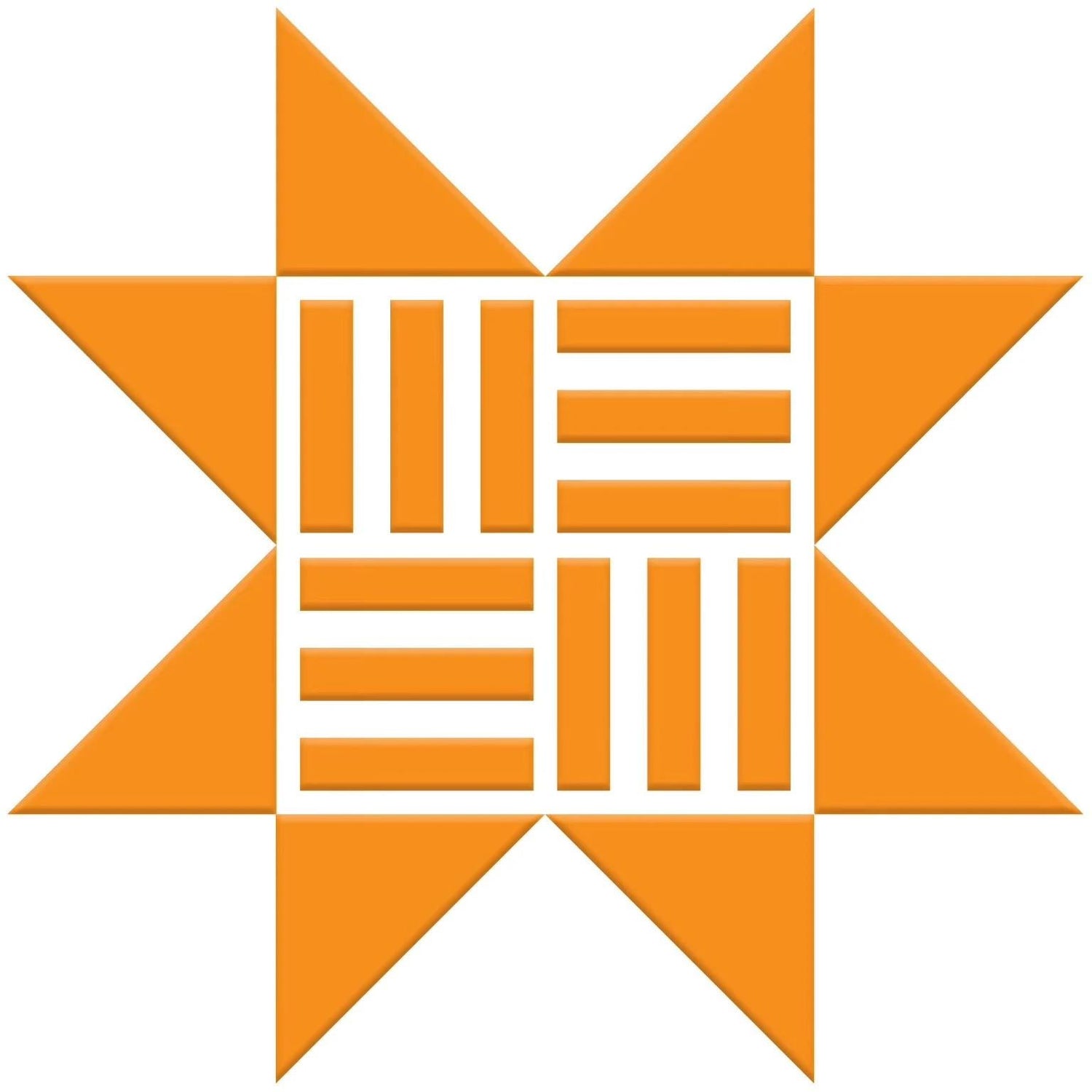 an orange and white logo with a star in the middle