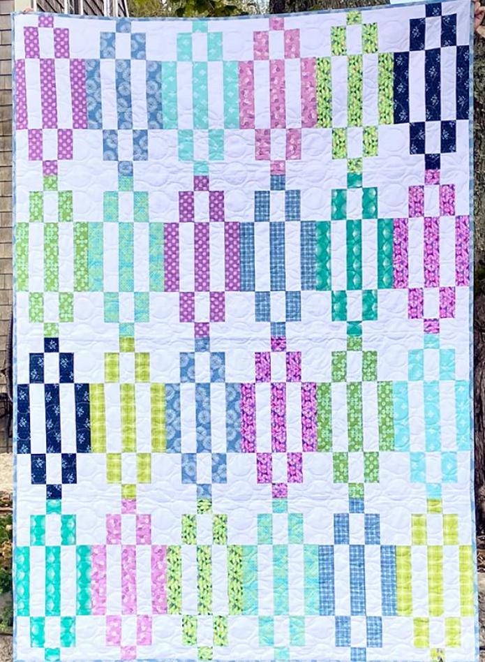 Lantern Quilt Pattern Card by Running Doe Quilts for Villa Rosa Designs finished size 60" x 84"