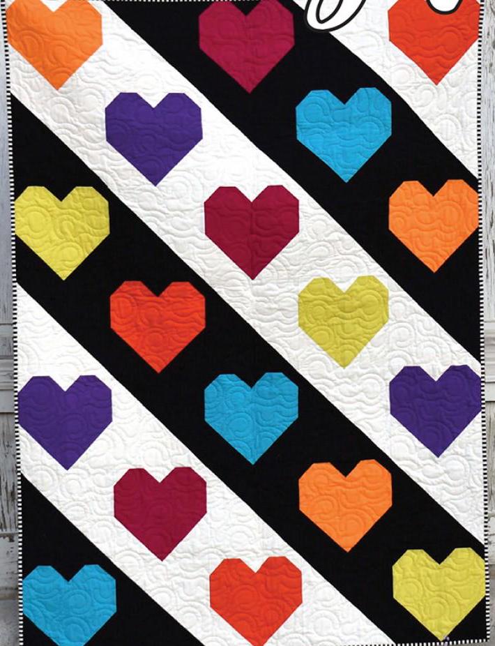 Luv Ya Quilt Pattern Card by Running Doe Quilts for Villa Rosa Designs finished size 45" x 63"