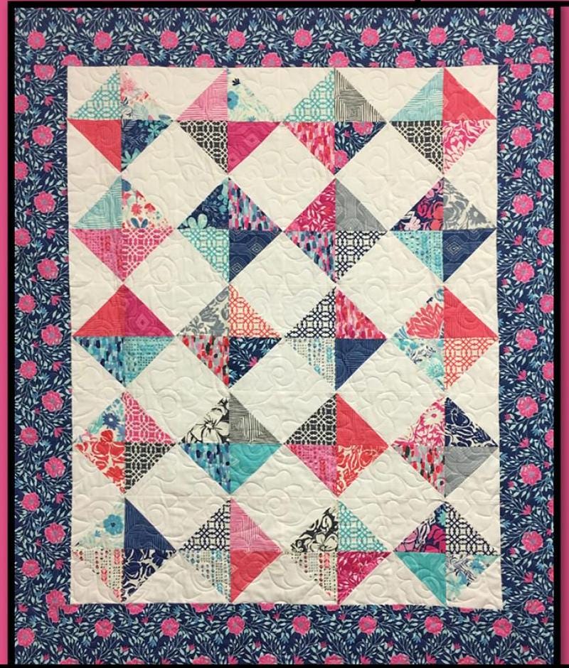 Raspberry Cream Printed Pattern Villa Rosa Designs Size 43" x 51"