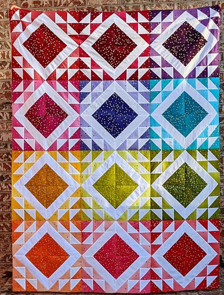 Square Box Printed Pattern by Sewl Sister for Villa Rosa Designs Size 54" x 72"