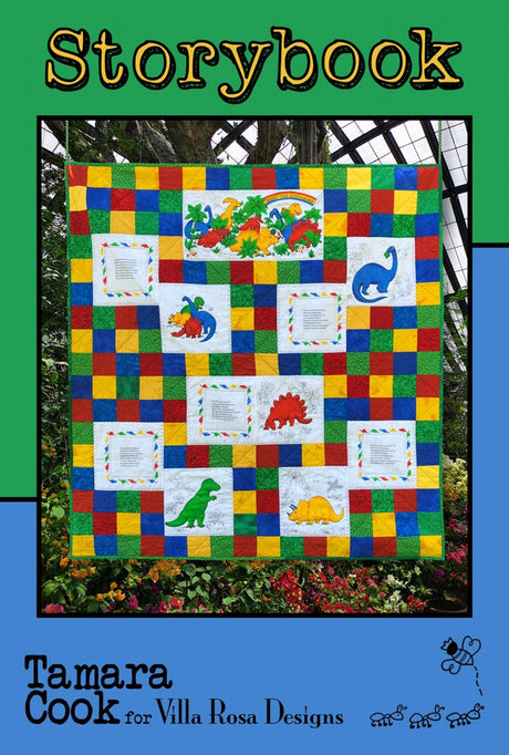 Storybook Quilt Pattern Card by Tamara Cook for Villa Rosa Designs finished size 48" x 51"
