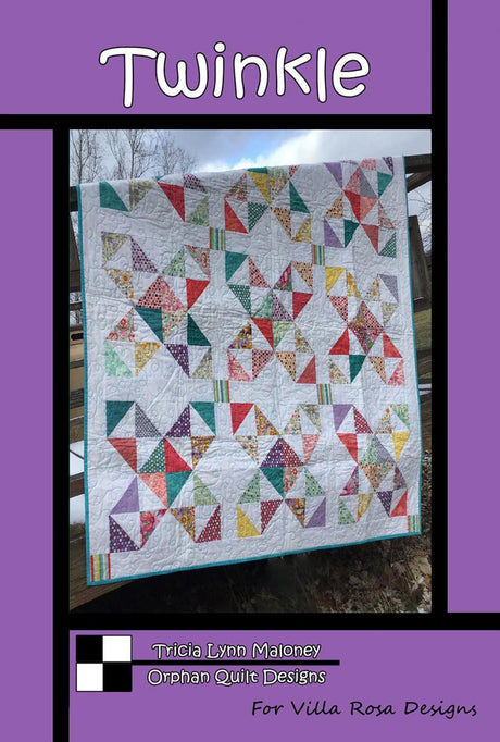 Twinkle Quilt Pattern Card by Tricia Lynn Maloney Orphan Quilt Designs for Villa Rosa Designs finished size 60" x 60"
