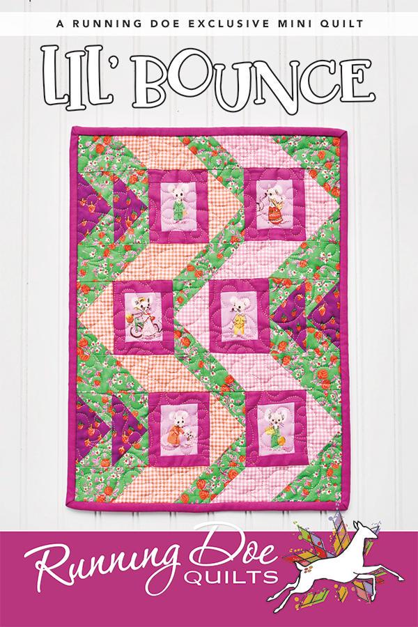 Lil' Bounce Quilt Pattern Card by Running Doe Quilts for Villa Rosa Designs finished size 11" x 15"