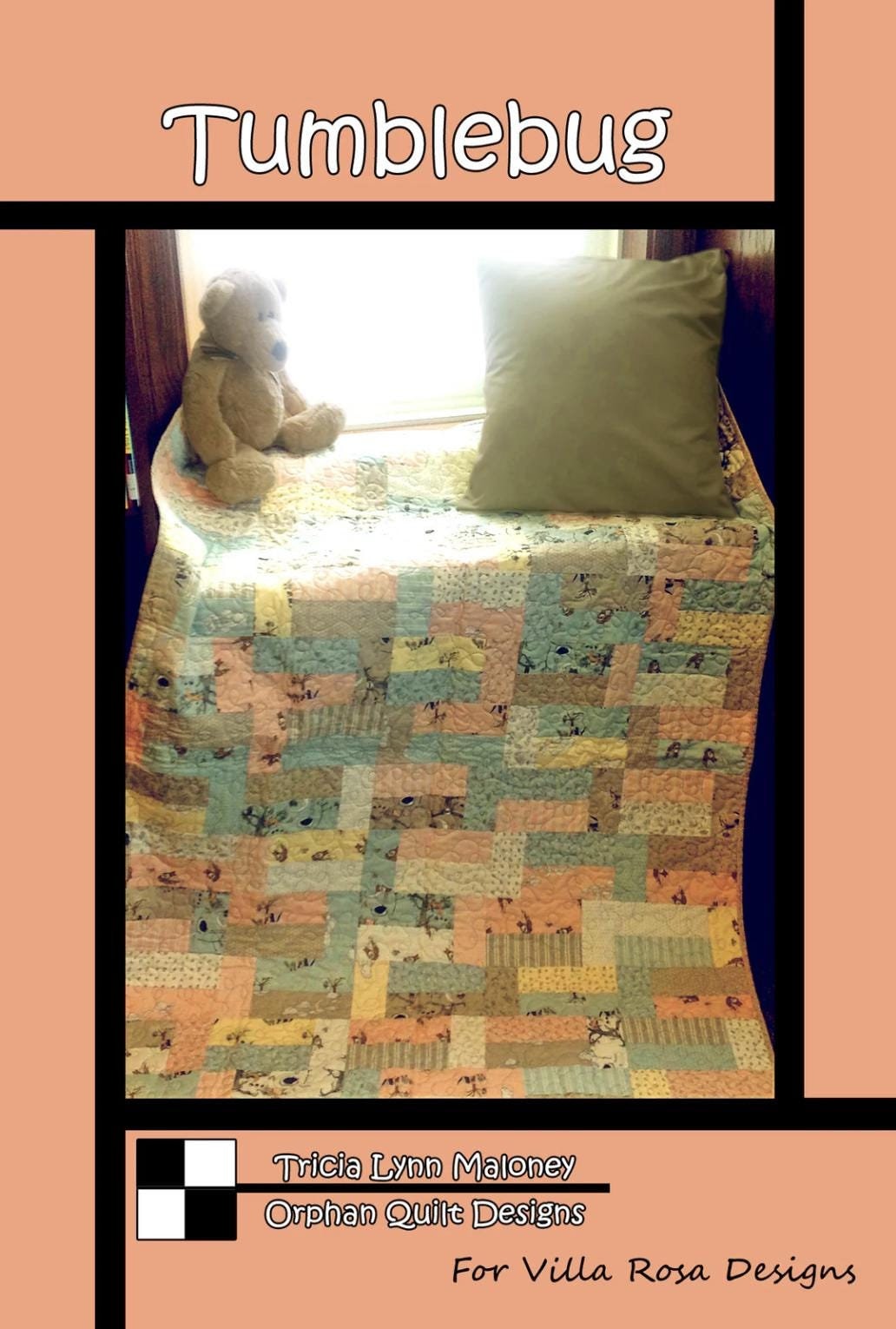 Tumblebug Quilt Pattern Card by Tricia Lynn Maloney Orphan Quilt Designs for Villa Rosa Designs finished size 40" x 52"