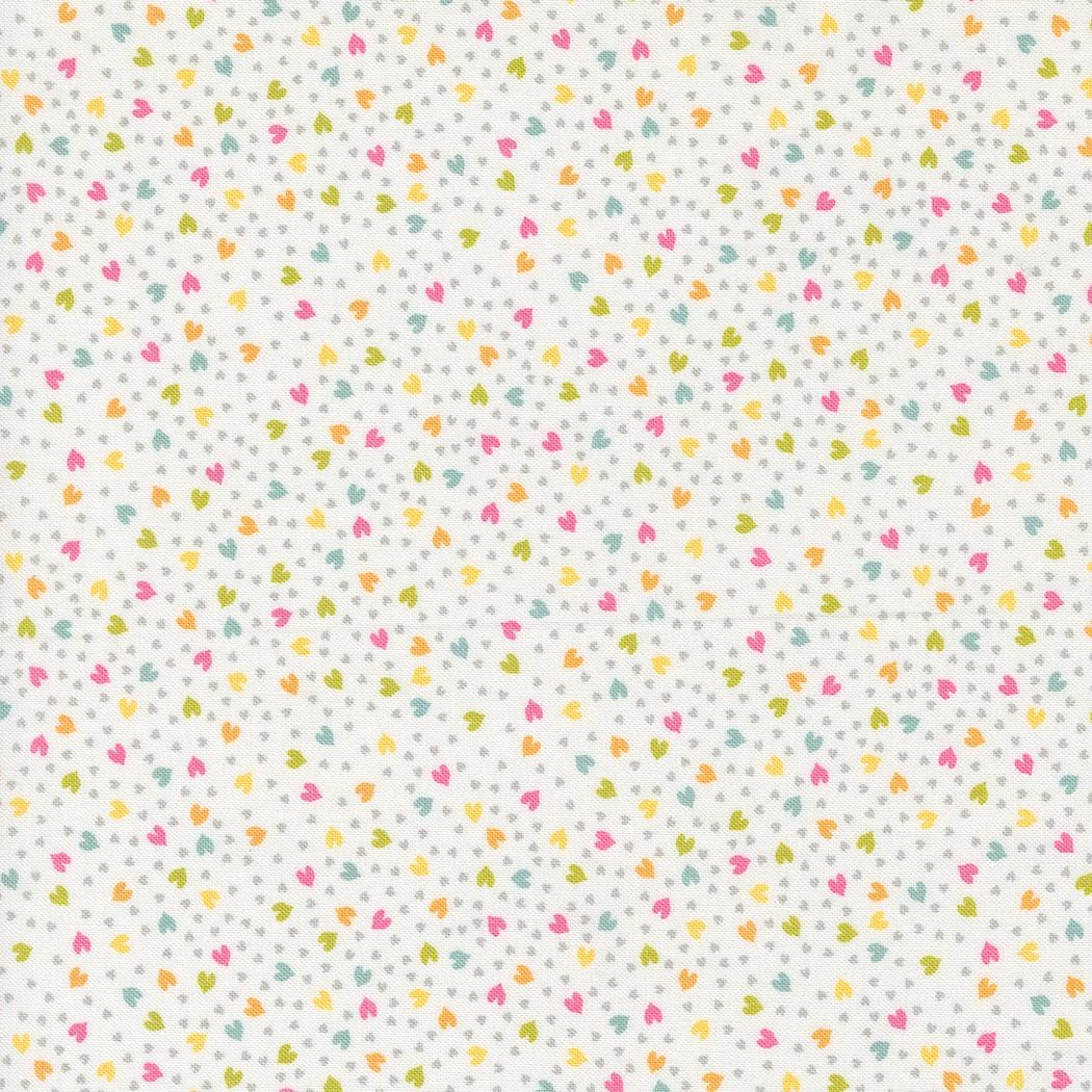 a white background with multicolored hearts on it