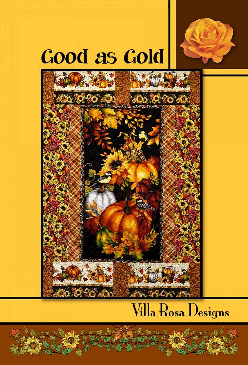 Good as Gold Quilt Pattern Card for Villa Rosa Designs finished size 44" x 60"