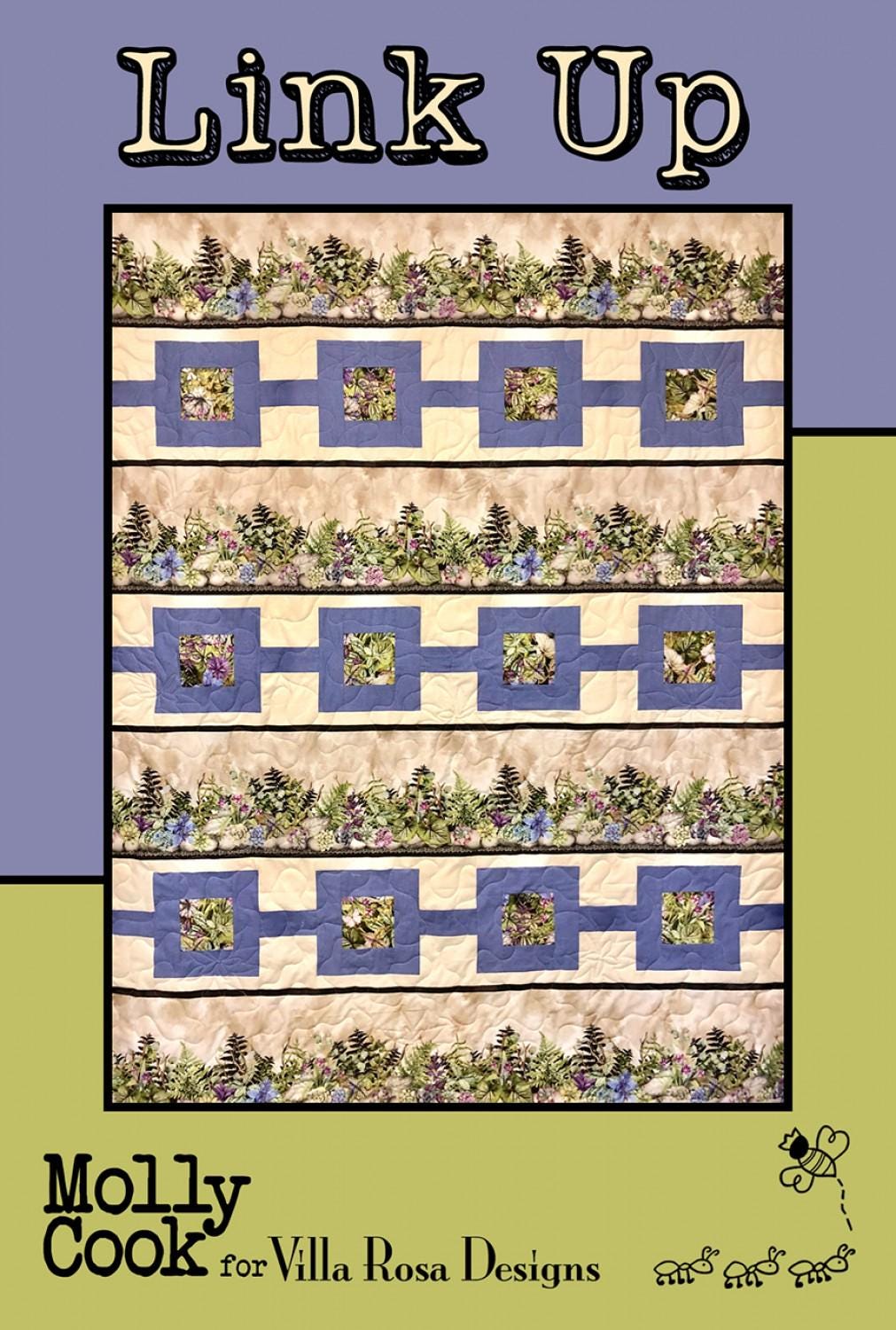Link Up Quilt Pattern Card by Molly Cook for Villa Rosa Designs finished size 55" x 70"