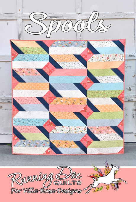Spools Quilt Pattern Card by Running Doe Quilts for Villa Rosa Designs finished size 60" x 60"
