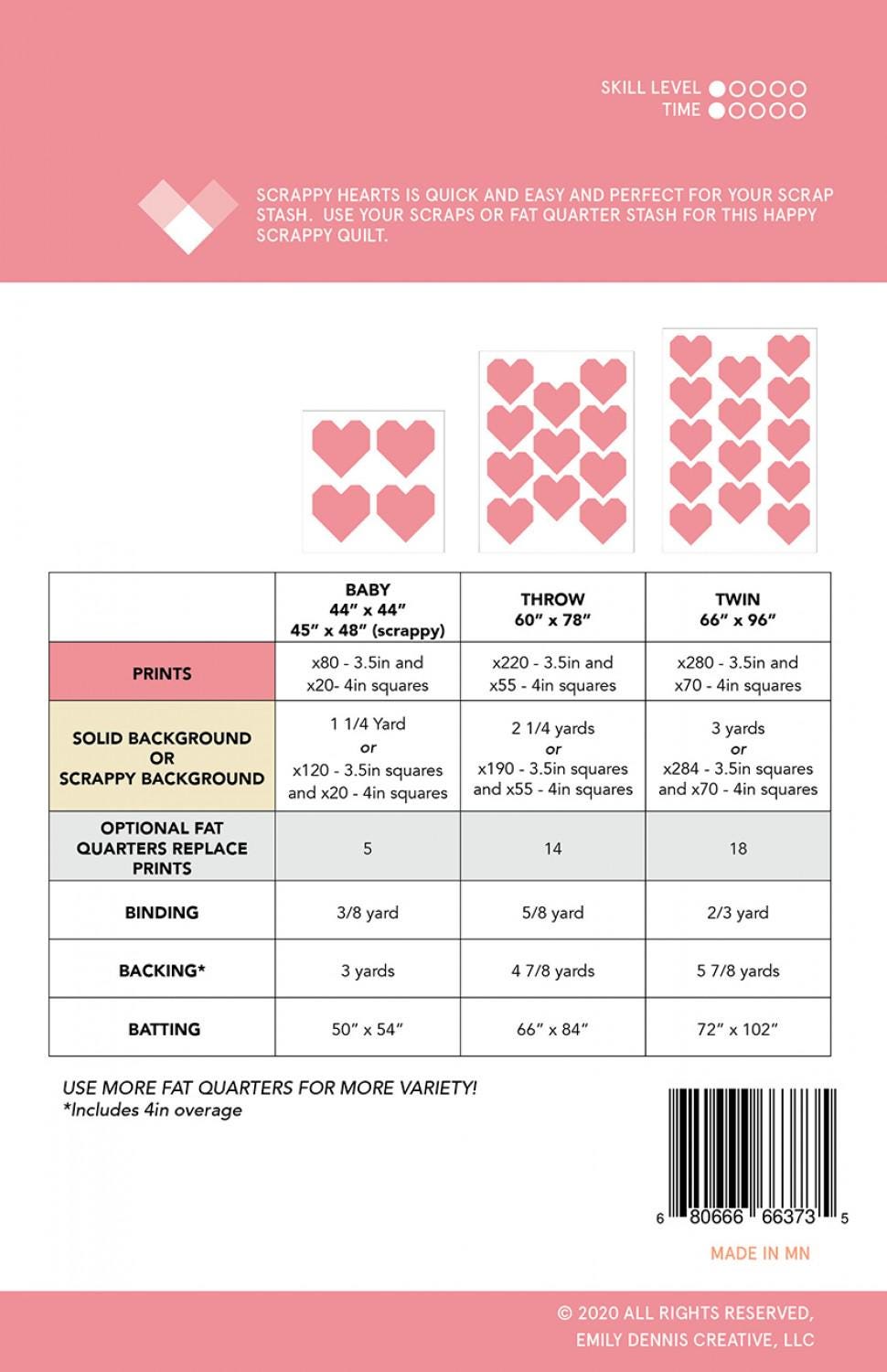 Scrappy Hearts Quilt Pattern QLP132 by Quilty Love 3 sizes available see 2nd photo