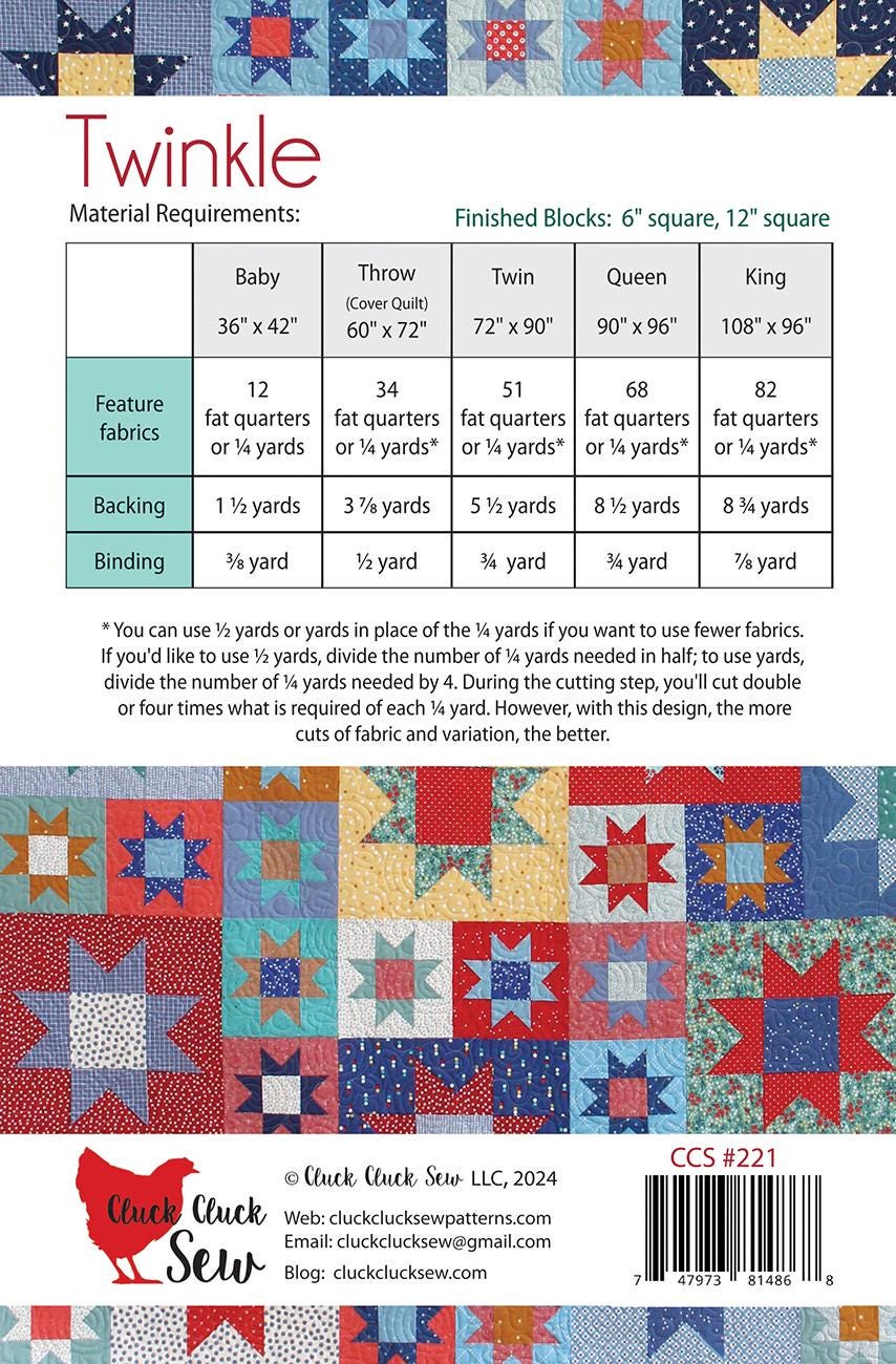 Twinkle Quilt Pattern by Cluck Cluck Sew CCS221 5 sizes available