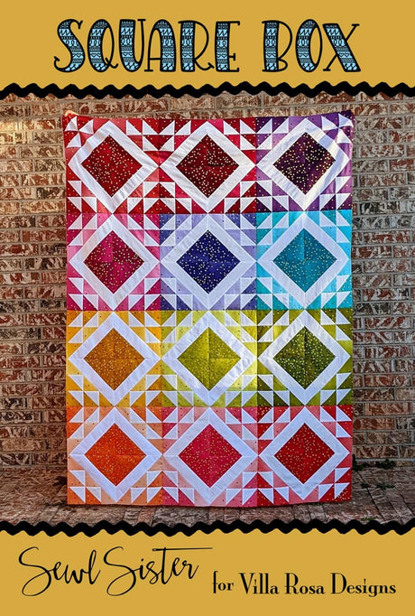 Square Box Printed Pattern by Sewl Sister for Villa Rosa Designs Size 54" x 72"