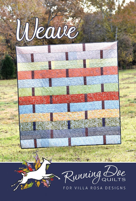 Weave Quilt Pattern Card by Running Doe Quilts for Villa Rosa Designs finished size 62" x 63"