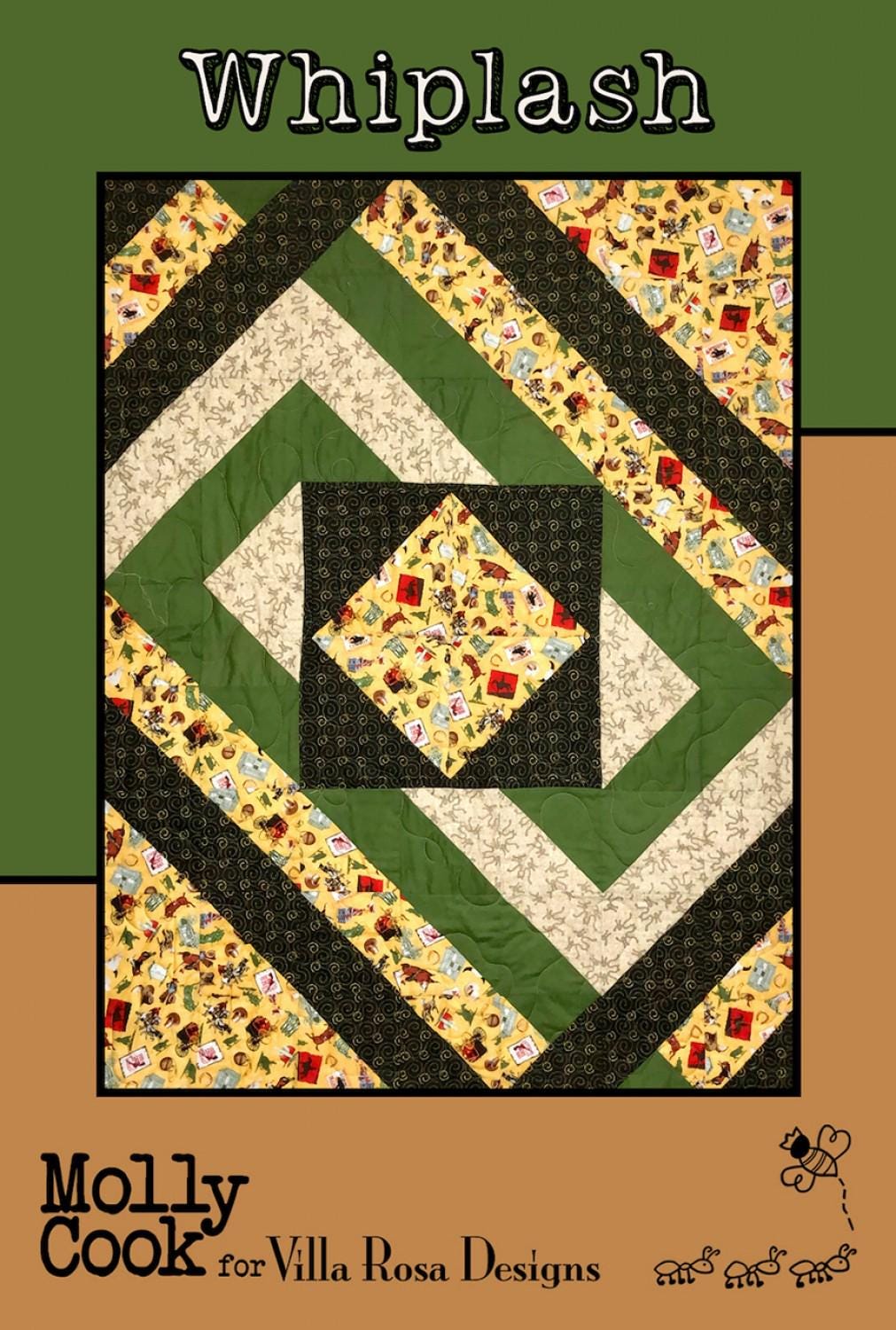 Whiplash Quilt Pattern Card by Molly Cook for Villa Rosa Designs finished size 42" x 54"
