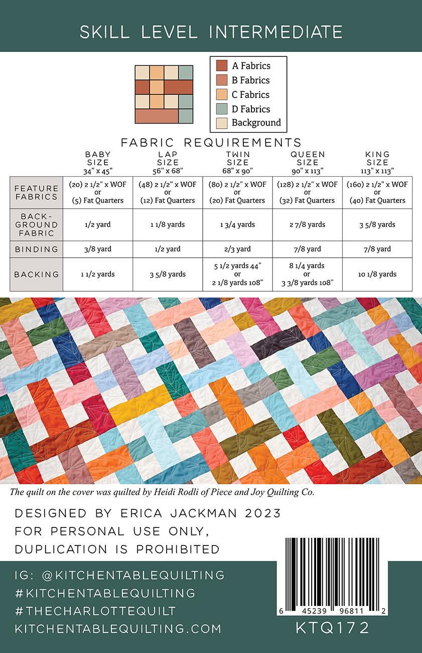 The Charlotte Quilt Pattern KTQ172 by Kitchen Table Quilting (baby, lap and twin, Queen and King)