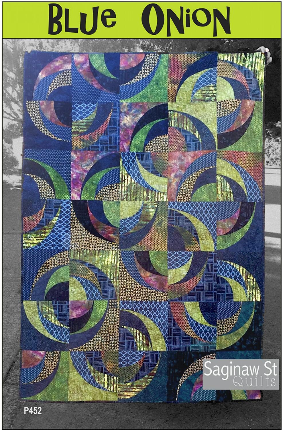 Blue Onion Quilt Pattern by Saginaw St Quilts, Finished Size 50" x 70"