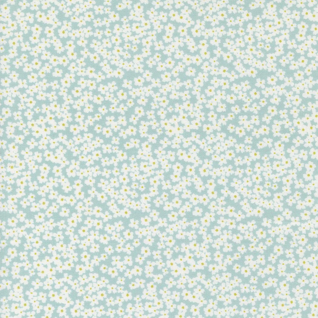 a blue and white background with yellow dots