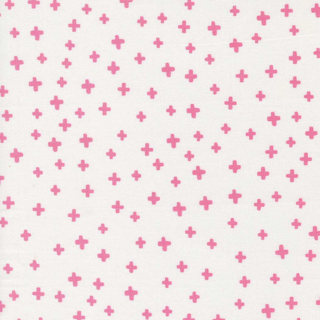 a white background with pink crosses on it
