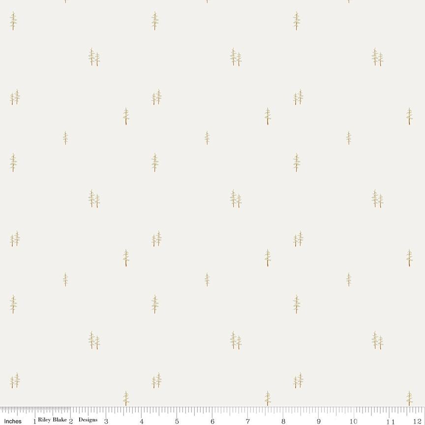 a white and gold wallpaper with small trees on it