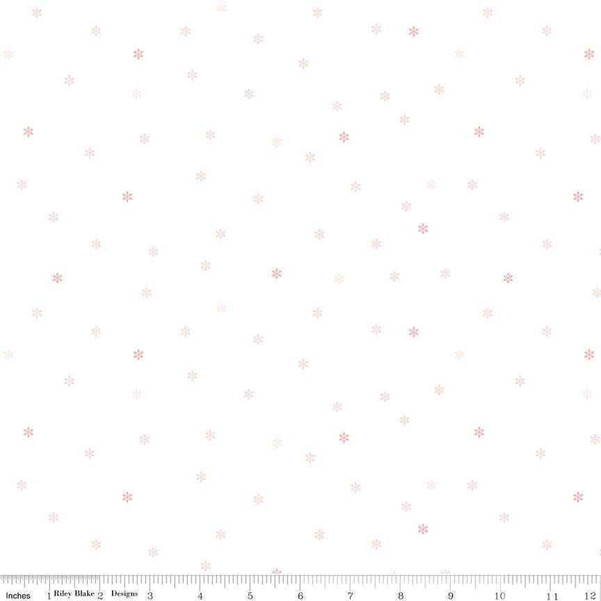 a white background with pink snowflakes on it