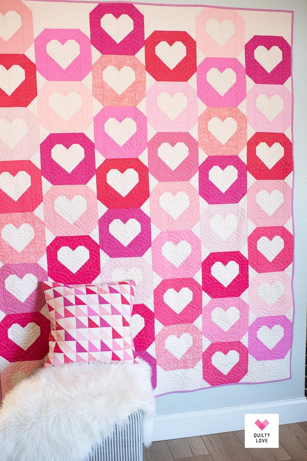 Classic Hearts Quilt Pattern # QLP152 by Quilty Love 5 sizes available see 2nd photo