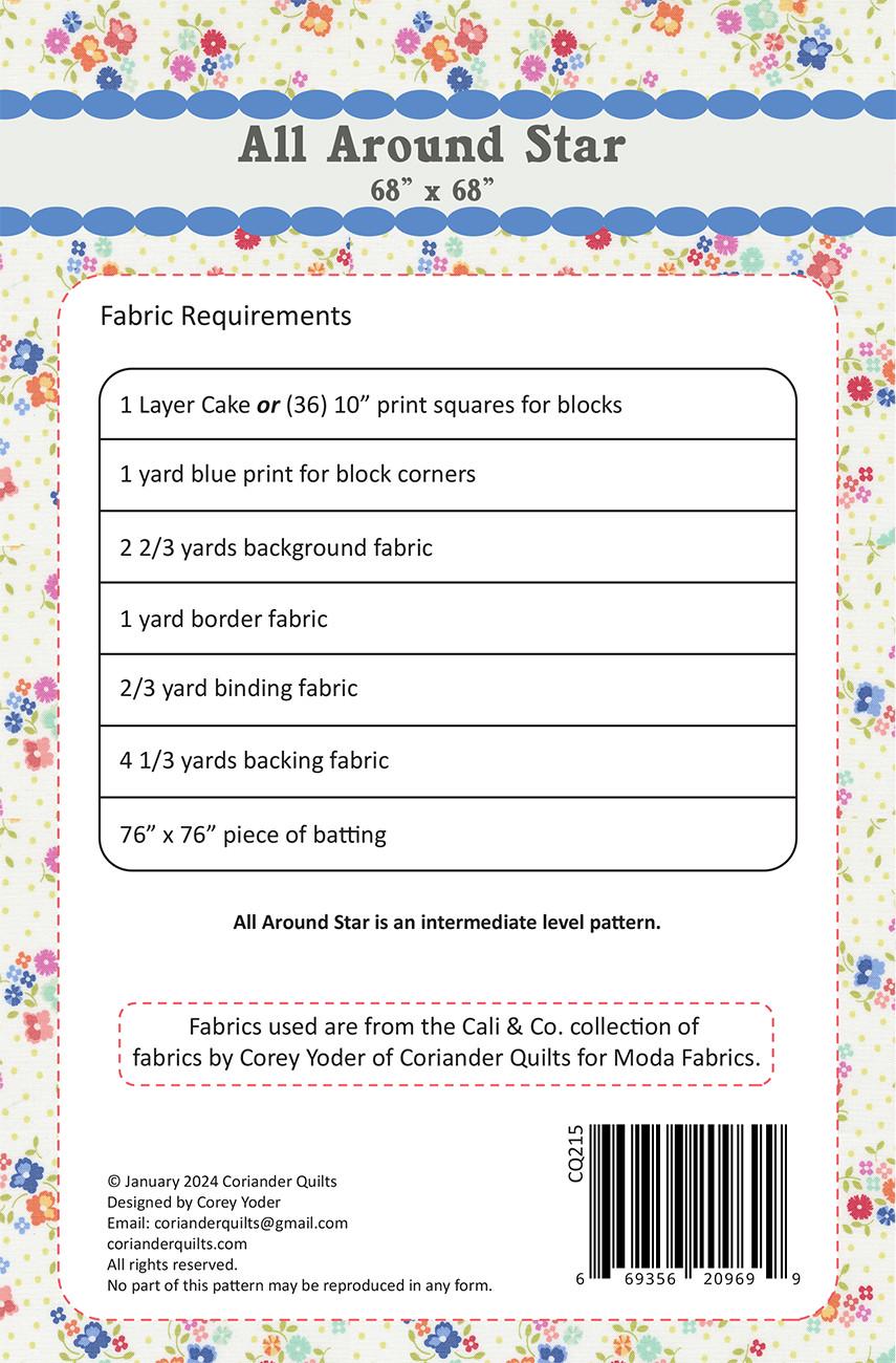 All Around Star Quilt Pattern # CQP215 by Cory Yoder of Coriander Quilts