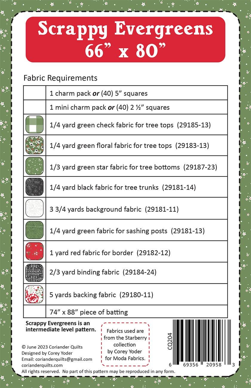 Scrappy Evergreens quilt pattern by Coriander Quilts CQ204 Quilt Size: 66" x 80"