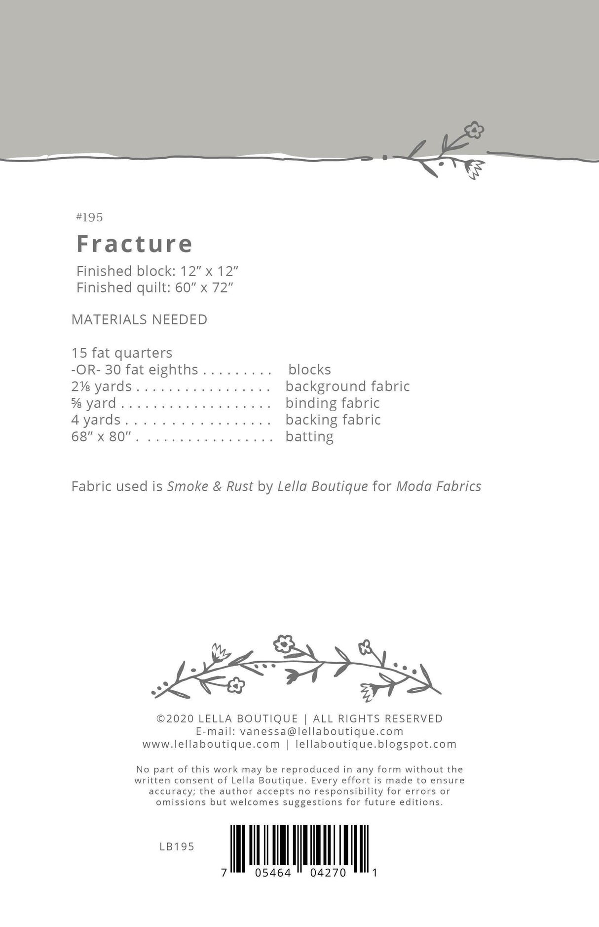 Fracture by Vanessa Goertzen for Lella Boutique, LB195 Finished Size 60" x 72"