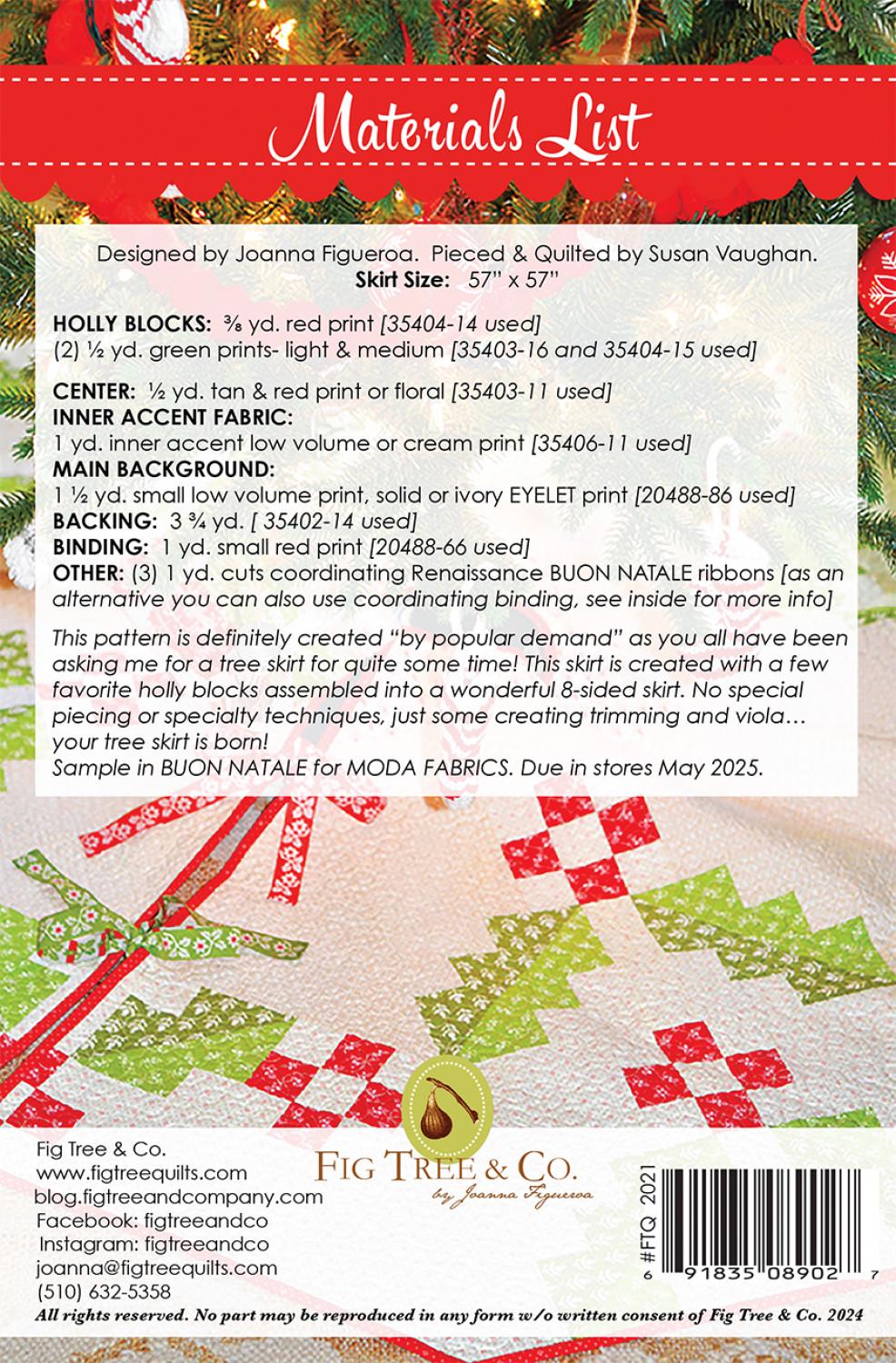 Holly Tree Skirt Quilt Pattern by Fig Tree Quilts by Joanna Figueroa size 57 x 57 FTQ2021