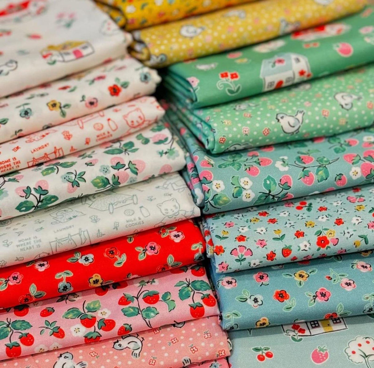 Home Sweet Home Cross Stitch Green VR24463 by Elea Lutz for Poppie Cotton Sold in 1/2 yard increments cut continuously.