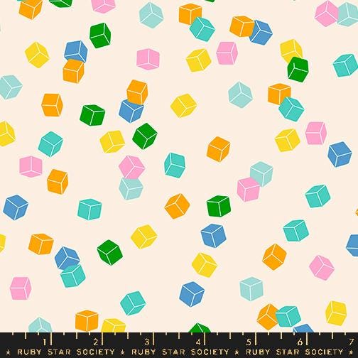 a colorful pattern of cubes on a white background