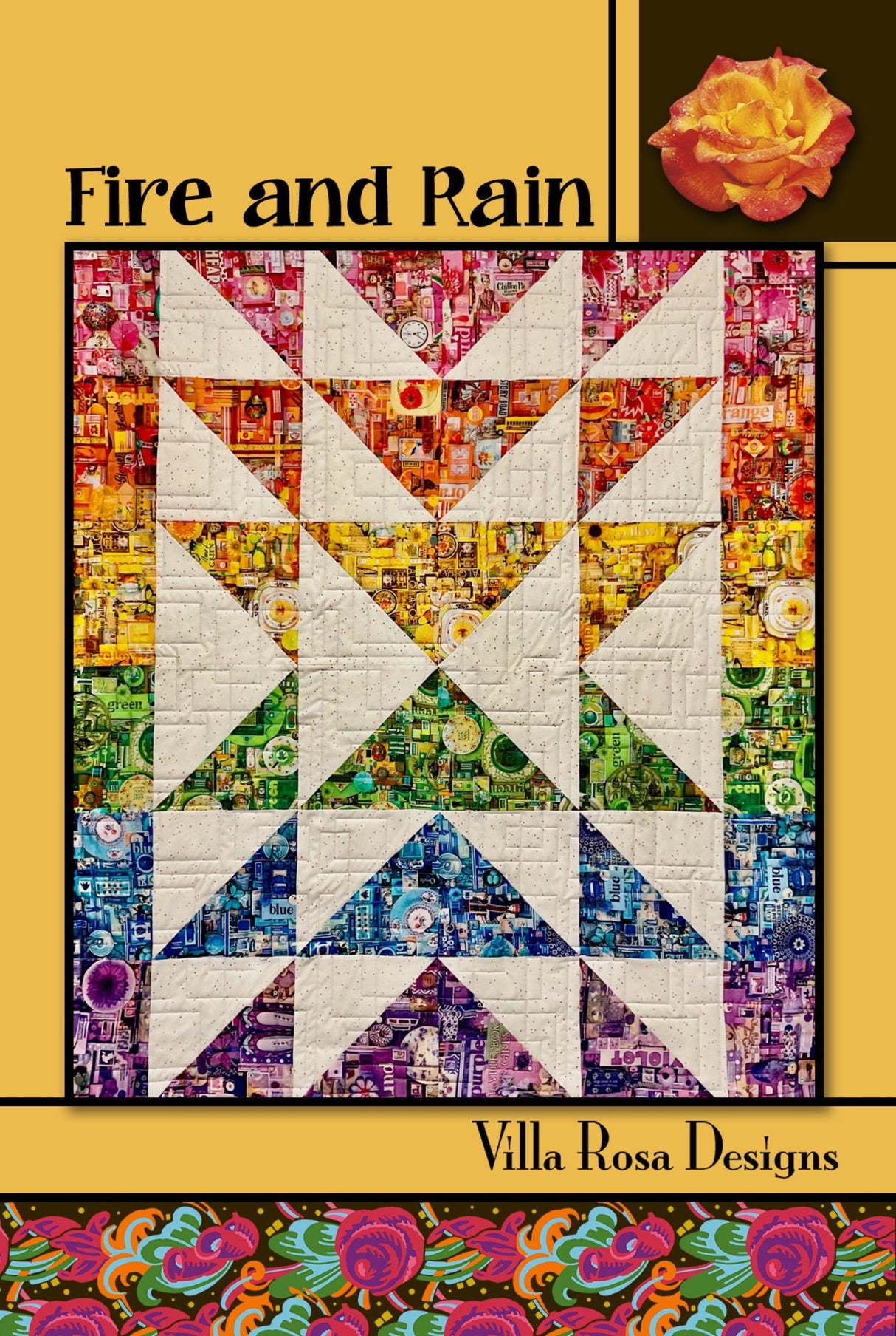 Fire and Rain Quilt Pattern Only - INSTANT DIGITAL DOWNLOAD - By Villa Rosa Designs Size 48" x 54"