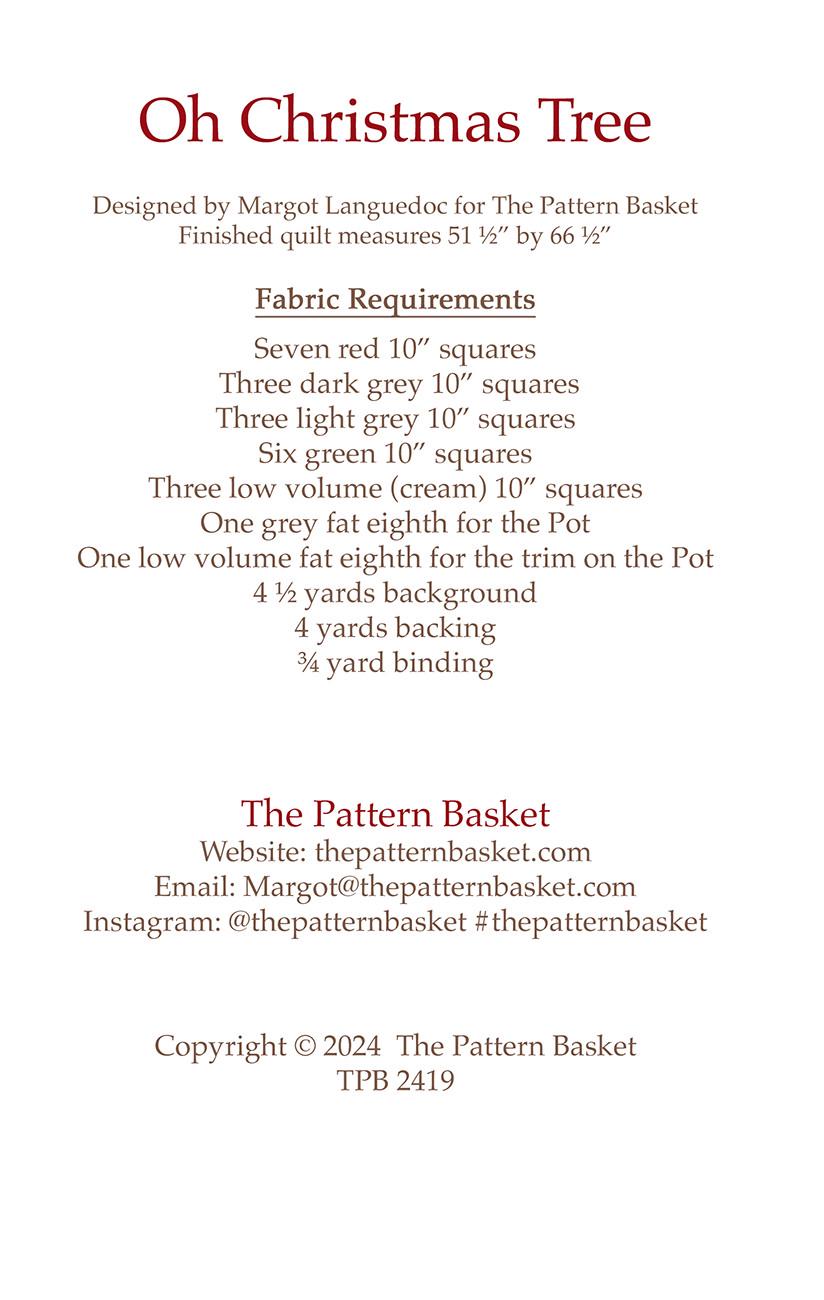Oh Christmas Tree by The Pattern Basket, Margot Designs TPB2419 Paper Pattern ONLY