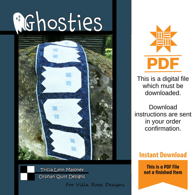 Ghosties Quilt Pattern Only - INSTANT DIGITAL DOWNLOAD - From Tricia Lynn for Villa Rosa Designs Size 16" x 57"