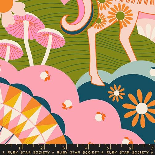 a painting of an animal with flowers and umbrellas