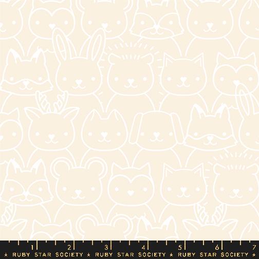 a white cat pattern on a beige background