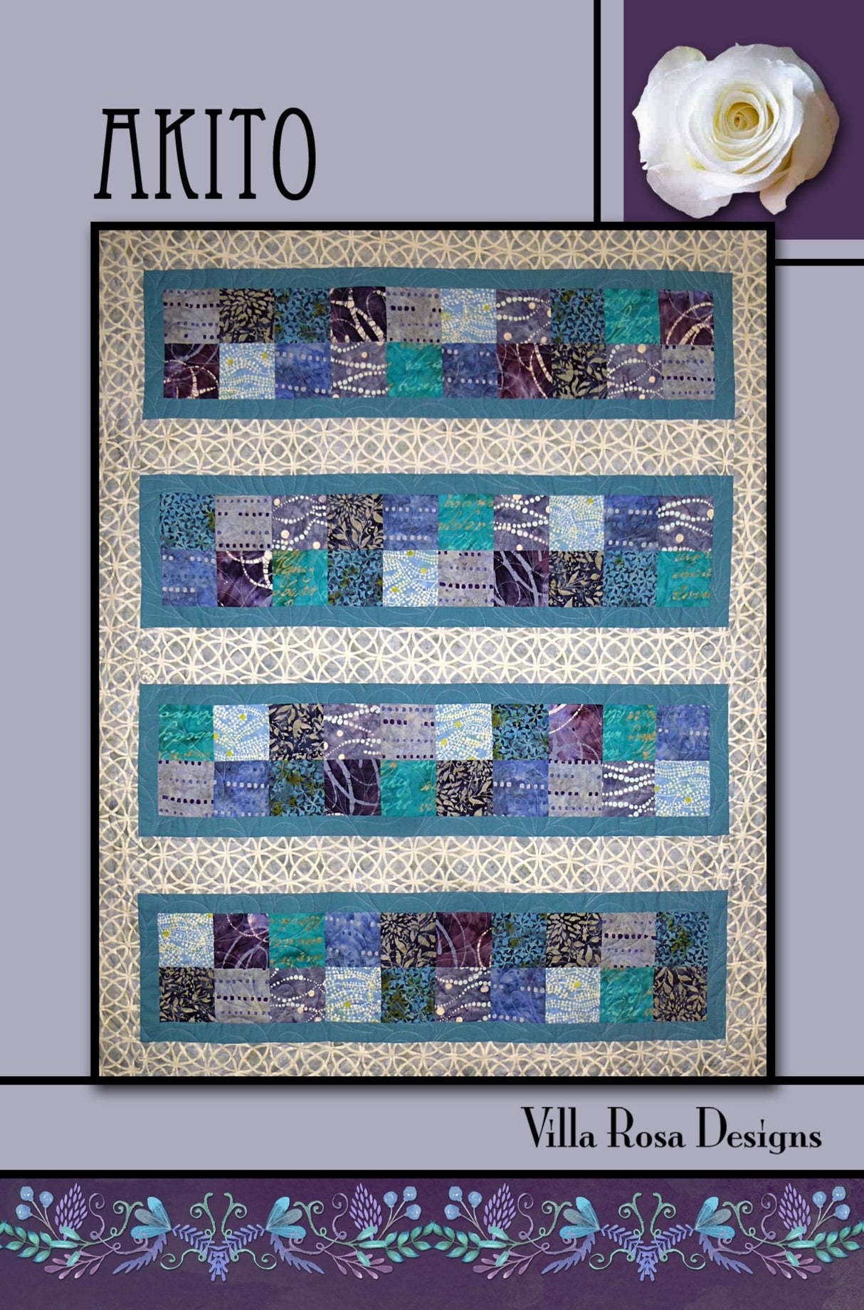 Akito Quilt Pattern Only - INSTANT DIGITAL DOWNLOAD - By Villa Rosa Designs Size 45" x 56"