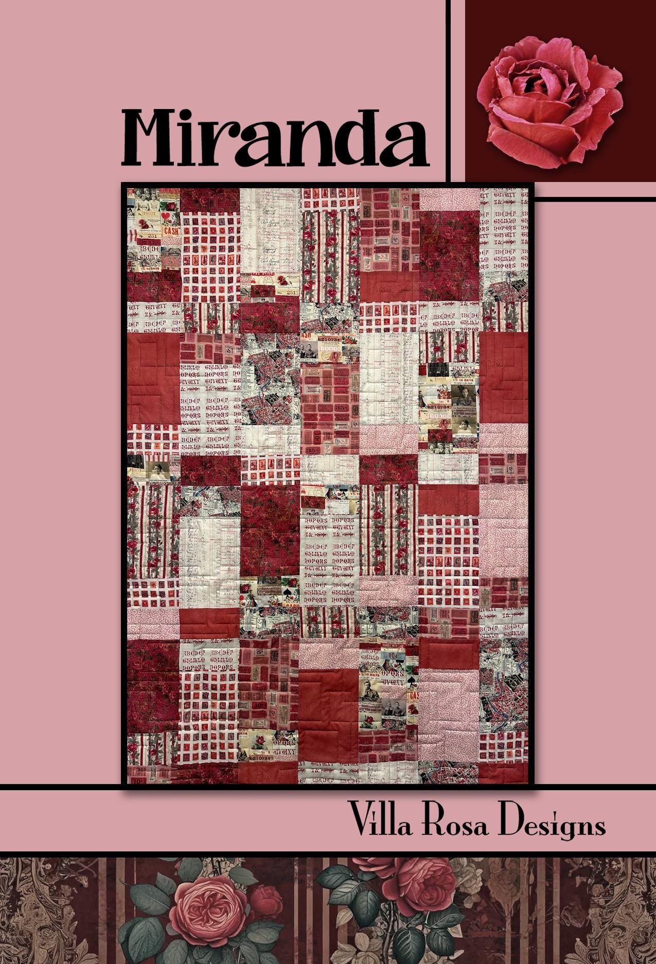 Miranda Quilt Pattern Only - INSTANT DIGITAL DOWNLOAD - By Villa Rosa Designs Size 42" x 60"