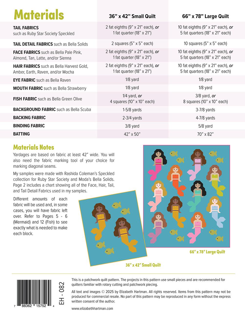 Mermaids Quilt Pattern by Elizabeth Hartman EH082