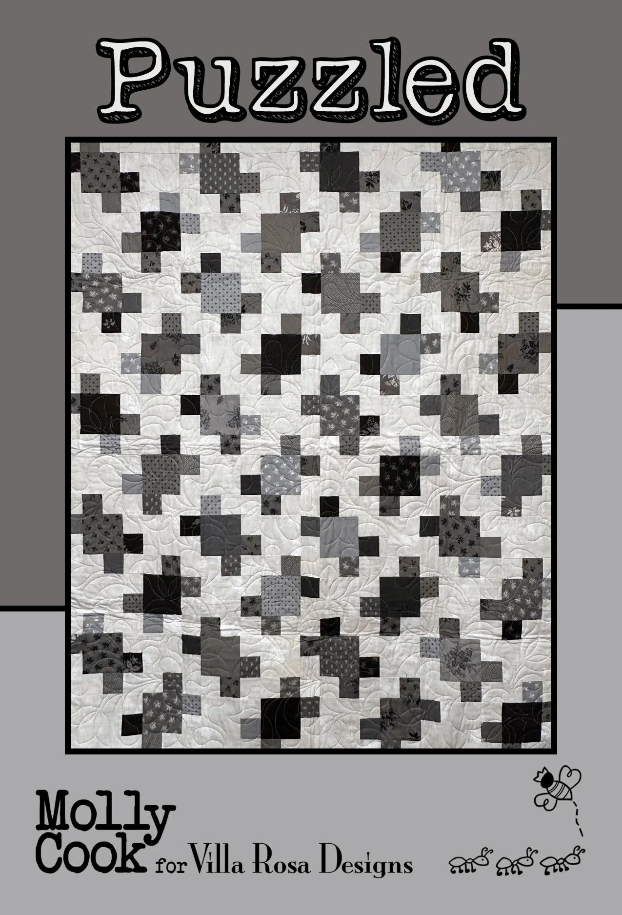 Puzzled Quilt Pattern Only - INSTANT DIGITAL DOWNLOAD - From Molly Cook for Villa Rosa Designs Size 50" x 62"