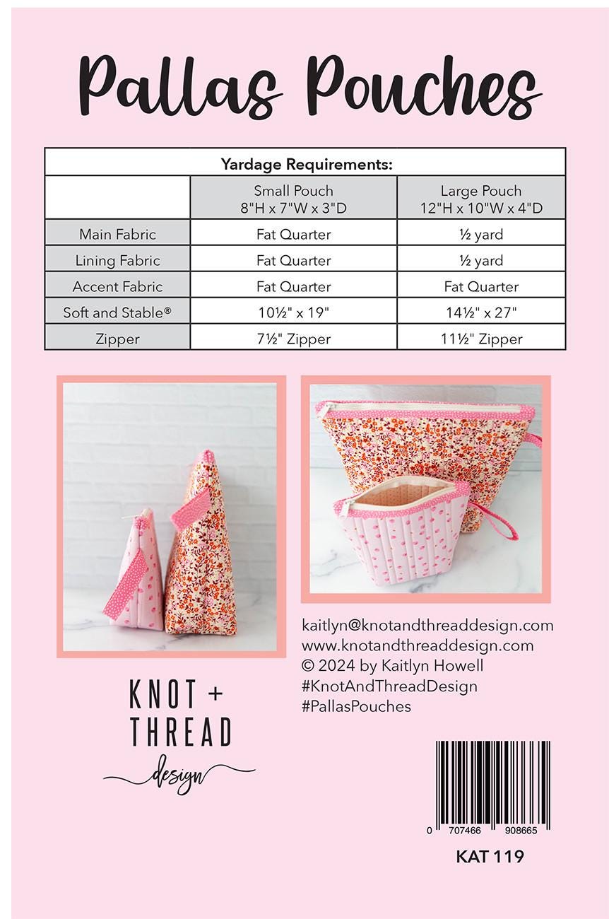 Pallas Pouches #KAT119 From Knot and Thread Designs By Kaitlyn Howell, Paper Pattern Only