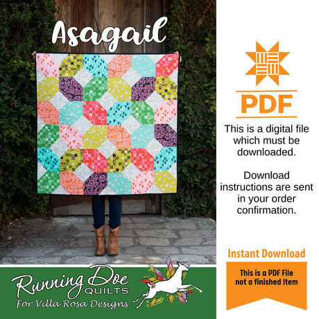 Asagail Pattern Only - INSTANT DIGITAL DOWNLOAD - From Running Doe Quilts for Villa Rosa Designs Size 48" x 48"