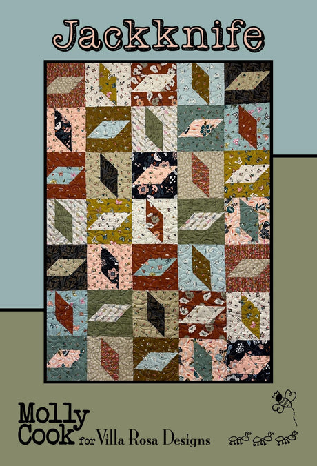 Jackknife Quilt Pattern Only - INSTANT DIGITAL DOWNLOAD - From Molly Cook for Villa Rosa Designs Size 40" x 56"