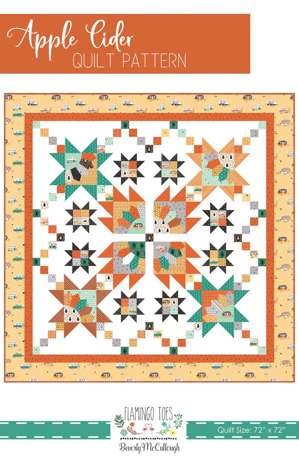 Apple Cider Quilt Pattern by Beverly McCullough, Flamingo Toes Designs FT-8986 72" x 72"