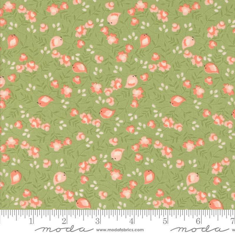 a green background with pink flowers and leaves