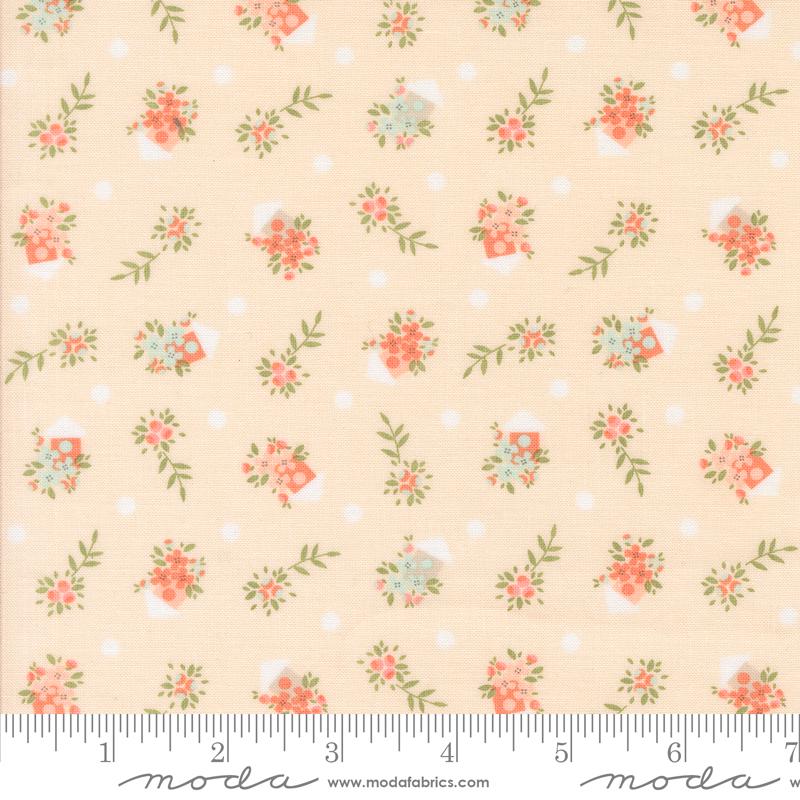 a flowered fabric with polka dots on it
