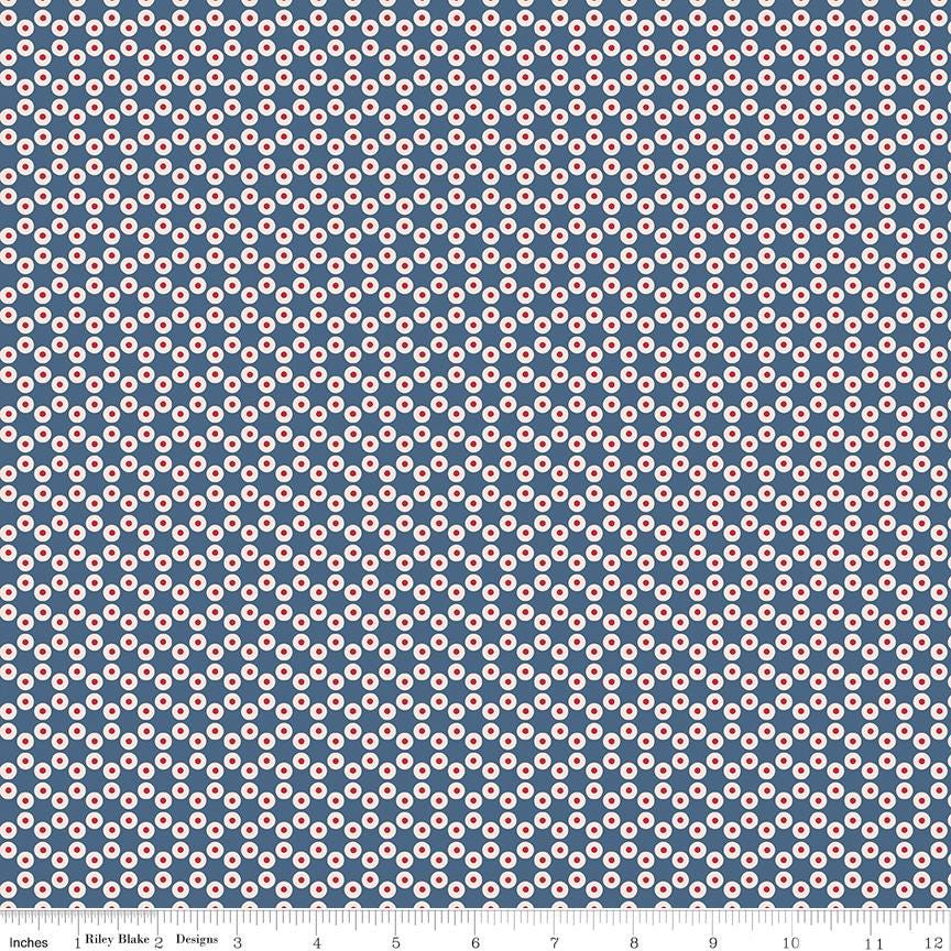 a blue and pink flower pattern on a white background