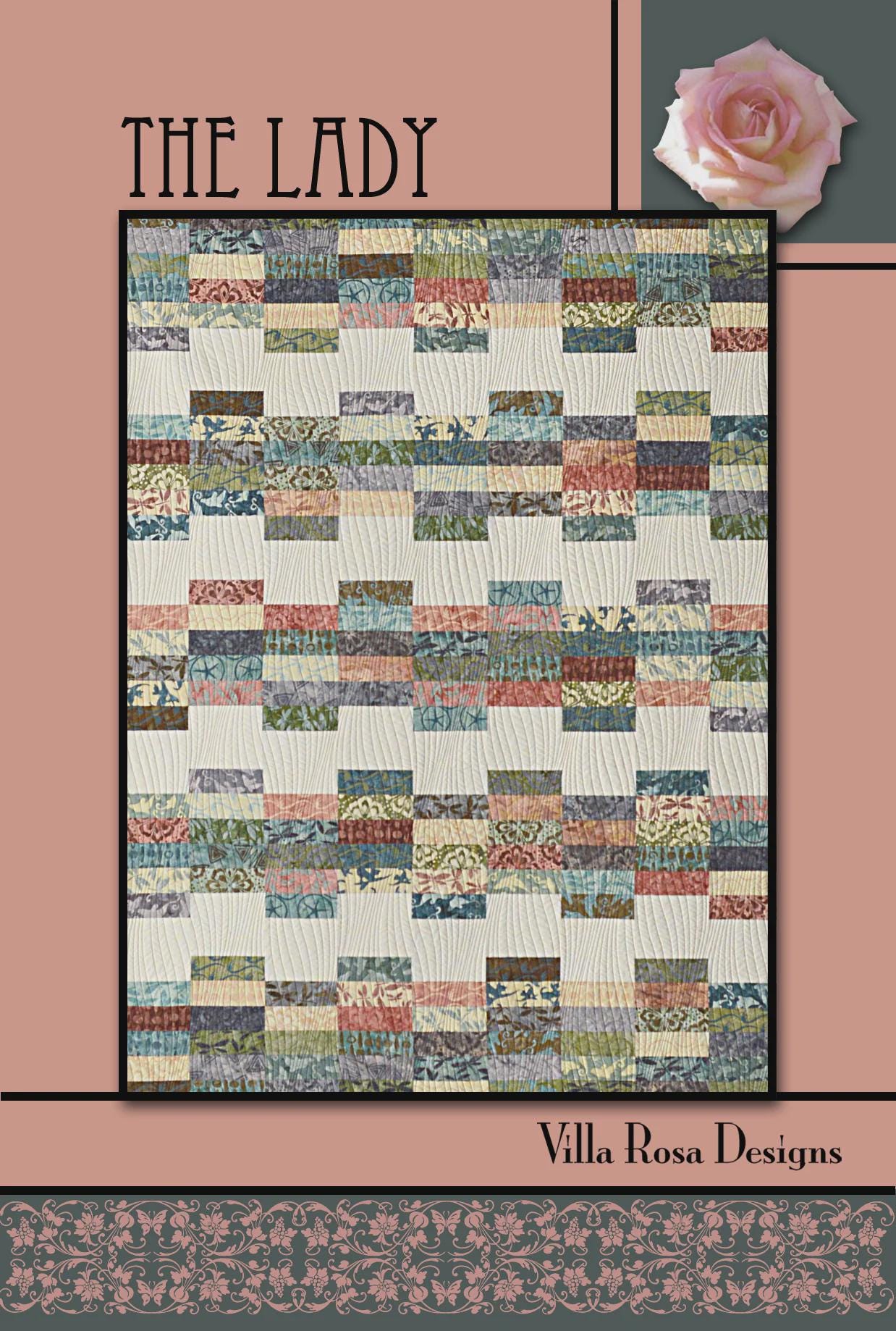 The Lady Quilt Pattern Only - INSTANT DIGITAL DOWNLOAD - By Villa Rosa Designs Size 54" x 72" uses jelly rolls