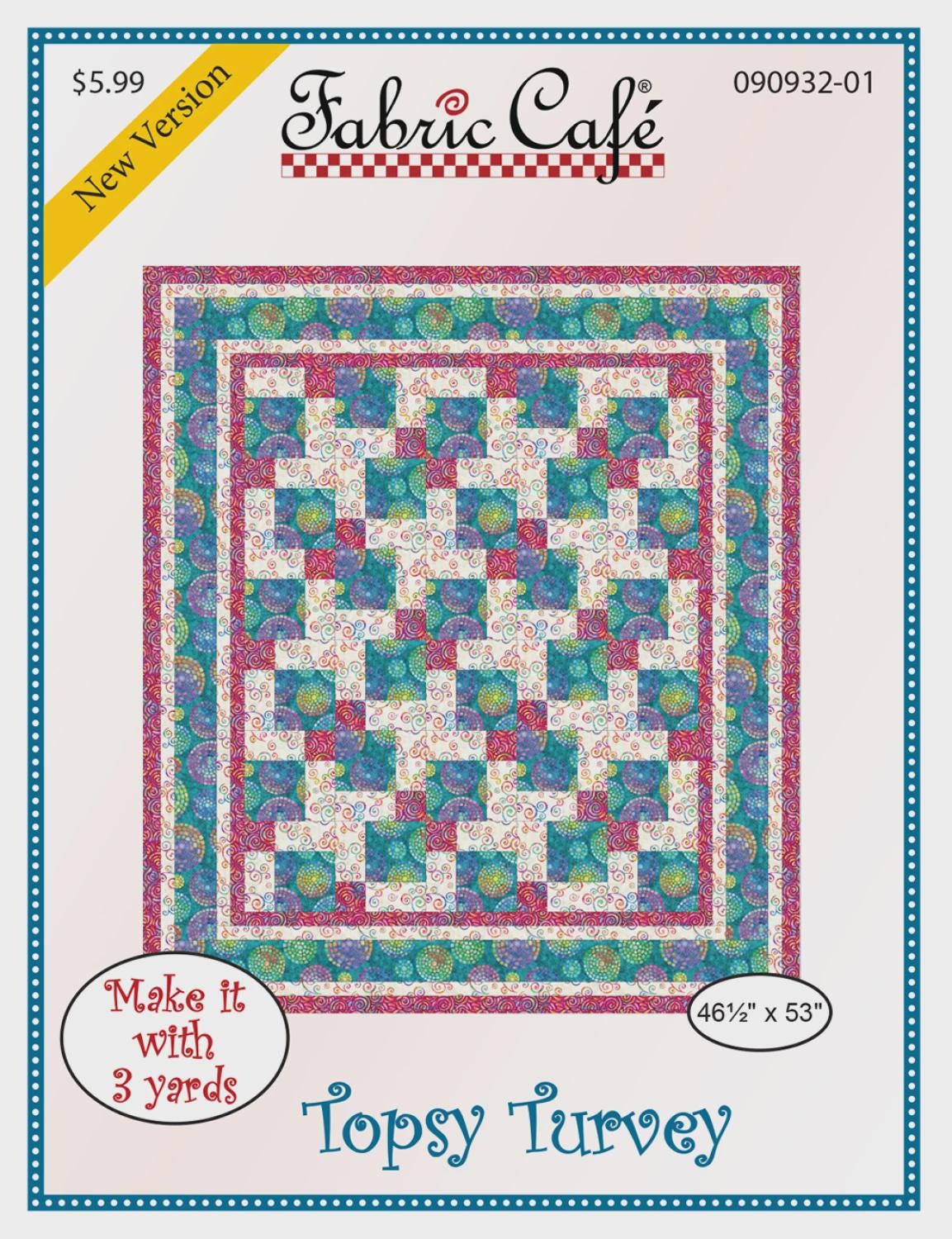 Topsy Turvery Quilt Pattern by Fabric Cafe 42" x 56" FC090932-01 Bin MP