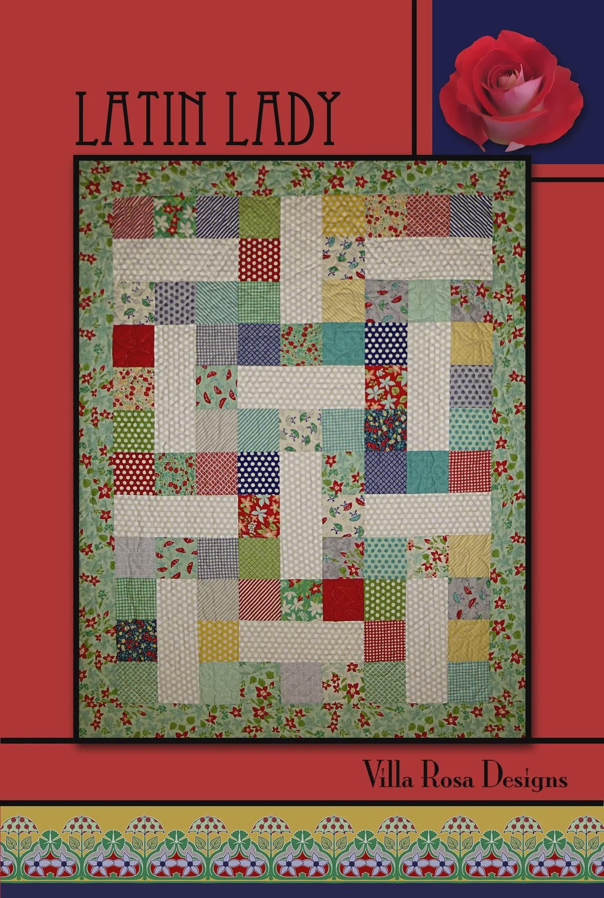 Latin Lady Quilt Pattern Only - INSTANT DIGITAL DOWNLOAD - By Villa Rosa Designs Size 41" x 64" (or 51" x 64" with optional border)